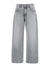 Icon Denim Bea Grey Jeans With Belt Loops And Logo Patch On The Rear In Denim Woman In Grey