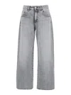 Icon Denim Bea Grey Jeans With Belt Loops And Logo Patch On The Rear In Denim Woman In Grey