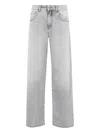 Icon Denim Bea Grey Jeans With Belt Loops And Logo Patch On The Rear In Denim Woman