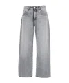 Icon Denim Bea Grey Jeans With Belt Loops And Logo Patch On The Rear In Denim Woman
