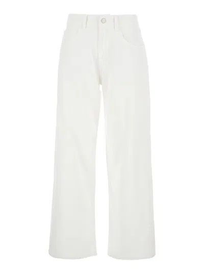 ICON DENIM BEA WHITE FIVE POCKET JEANS WITH LOGO PATCH ON THE BACK IN COTTON WOMAN