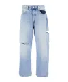 Icon Denim Light Blue Jeans With Cut-out Details On The Front And Wide Leg In Blue