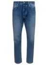 Icon Denim Blue Five Pocket Jeans With Logo Patch On The Back In Blue