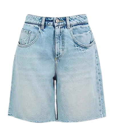 Icon Denim Blue Bermuda Pants With Logo Patch On The Rear In Denim
