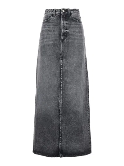 ICON DENIM BLUE HIGH WAIST LONG SKIRT