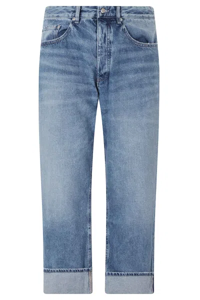 Icon Denim Blue Ross Five-pocket Turn-up Straight-leg Jeans