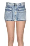 Icon Denim Denim Mini Skirt With Belt Loops In Light Denim