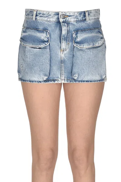 Icon Denim Cargo Style Denim Mini Skirt In Blue