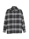 Icon Denim Check-pattern Raw-cut Shirt In Blue
