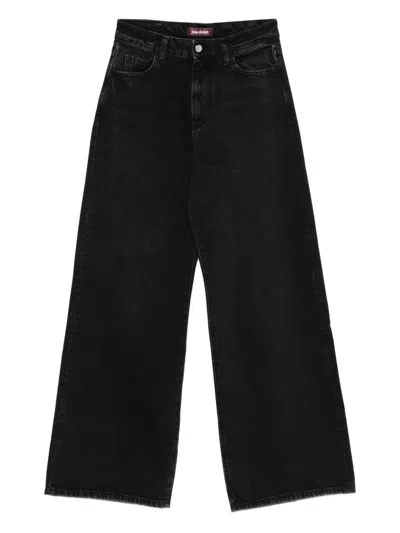 Icon Denim Cotton Wide-leg Jeans In Black