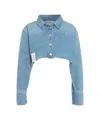 Icon Denim Cropped Denim Shirt 'amber' In Blue