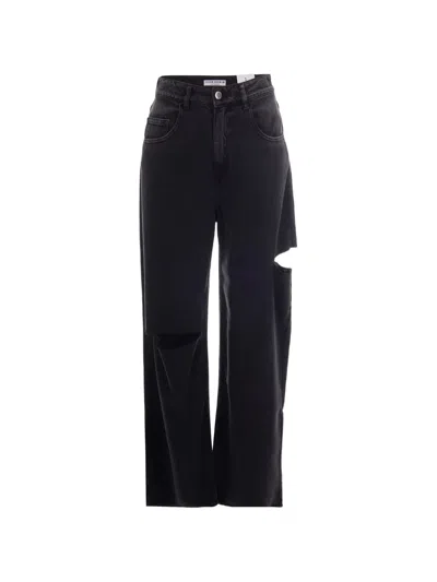 Icon Denim Cut-out Jeans In Black