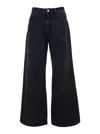 Icon Denim Debby Black Jeans With Wide Leg And Logo Patch On The Rear In Denim Woman In Black