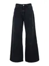 Icon Denim Debby Black Jeans With Wide Leg And Logo Patch On The Rear In Denim Woman In Black
