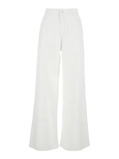 ICON DENIM DEBBY WHITE FIVE POCKET JEANS WITH LOGO PATCH ON THE BACK IN COTTON WOMAN