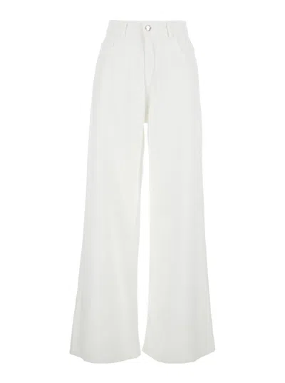 ICON DENIM 'DEBBY' WHITE FIVE POCKET JEANS WITH LOGO PATCH ON THE BACK IN COTTON WOMAN