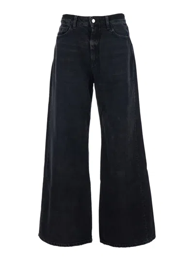 Icon Denim Debby Wide-leg Denim Jeans With Logo Patch On The Rear In Black