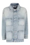 Icon Denim Denim Blue Nika Dropped-shoulder Cotton Denim Jacket In Blue