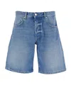 Icon Denim Light Blue Bermuda Pants With Wide Leg And Logo Patch On The Rear