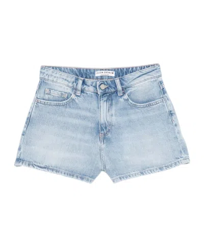 Icon Denim Denim Shorts With Belt Loops In Gray