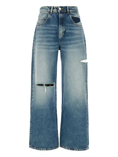 Icon Denim Distressed Cotton Jeans In Blue