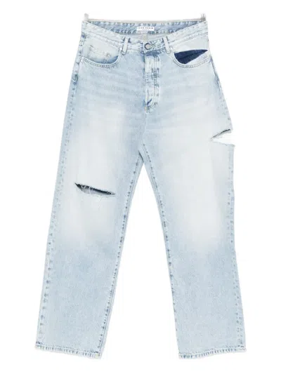 Icon Denim Distressed Faded Jeans In Blue