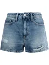 Icon Denim Distressed Shorts In Blue