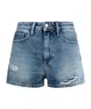 Icon Denim Distressed Shorts In Blue