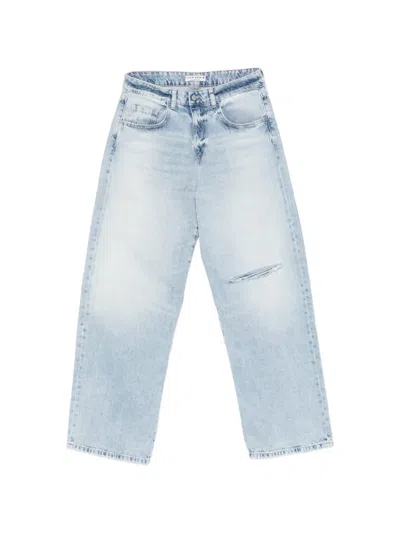 Icon Denim Distressed Straight-leg Jeans In Blue