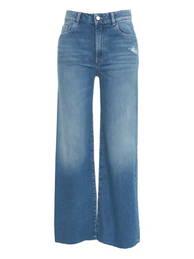 Icon Denim Distressed Wide-leg Jeans In Blue