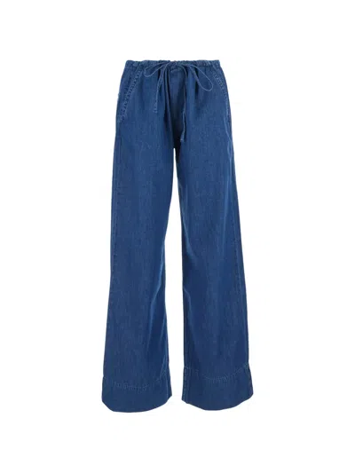Icon Denim Drawstring Wide-leg Jeans In Blue