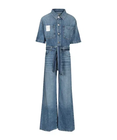 Icon Denim Duna Belted Wide-leg Jumpsuit In Blue