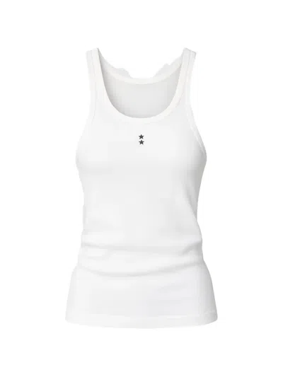 Icon Denim Emily Ribbed Star-motif Tank Top In White