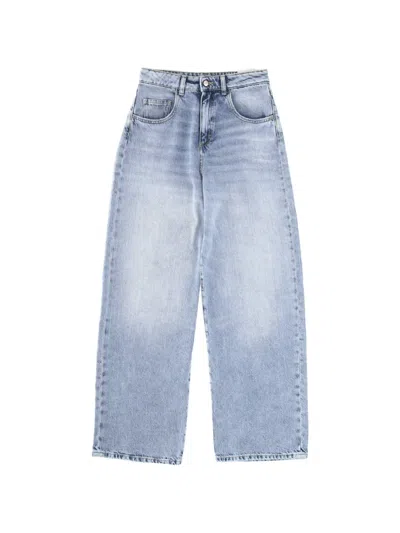 Icon Denim Faded Wide-leg Jeans In Blue