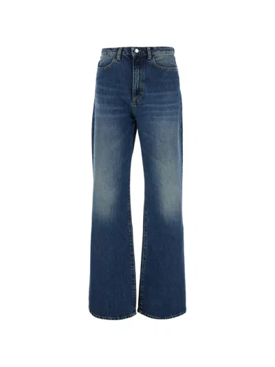 Icon Denim Faded-effect Wide-leg Jeans In Blue
