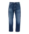 Icon Denim Blue Five Pocket Jeans With Logo Patch On The Back In Blue