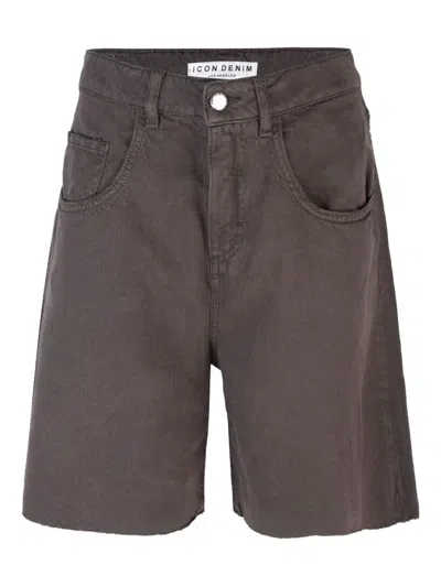Icon Denim Frayed-hem Cotton Shorts