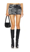 Icon Denim Aged-effect Miniskirt In Cotton Denim In Grey