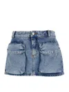 ICON DENIM GIO MINI BLUE SKIRT WITH PATCH POCKETS IN COTTON DENIM WOMAN