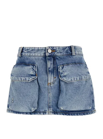ICON DENIM 'GIO' MINI BLUE SKIRT WITH PATCH POCKETS IN COTTON DENIM WOMAN