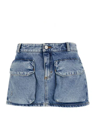 Icon Denim 'gio' Mini Light Blue Skirt With Patch Pockets