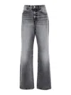 Icon Denim Grey Jeans With Wide Leg And Logo Patch On The Rear In Denim Woamn In Grey