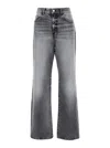Icon Denim Grey Jeans With Wide Leg And Logo Patch On The Rear In Denim Woamn In Grey