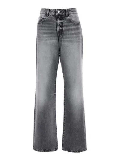 ICON DENIM GREY JEANS WITH WIDE LEG AND LOGO PATCH ON THE REAR IN DENIM WOAMN