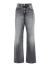 Icon Denim Grey Jeans With Wide Leg And Logo Patch On The Rear In Denim Woamn In Grey