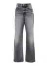 Icon Denim Grey Jeans With Wide Leg And Logo Patch On The Rear In Denim Woamn