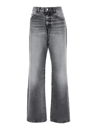 ICON DENIM GREY JEANS WITH WIDE LEG AND LOGO PATCH ON THE REAR IN DENIM WOAMN