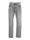 Icon Denim Grey Pants With Belt Loops And Rear Logo Patch In Denim Man