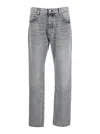 Icon Denim Grey Pants With Belt Loops And Rear Logo Patch In Denim Man In Grey
