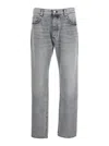 Icon Denim Grey Pants With Belt Loops And Rear Logo Patch In Denim Man In Grey